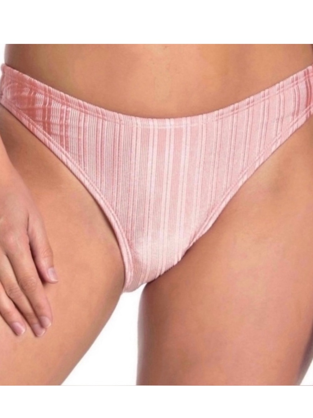 NEW THE BIKINI LAB PINK RIBBED BIKINI BOTTOM